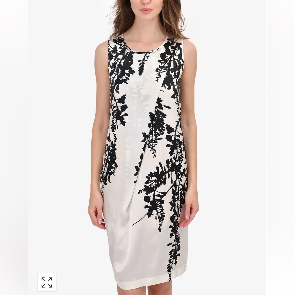 Ann Demeulemeester Black and White Floral Silk Dress